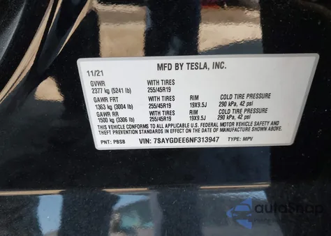 2022 Tesla Model Y Long Range Dual Motor All-Wheel Drive from USA, damaged, VIN 7SAYGDEE6NF313947